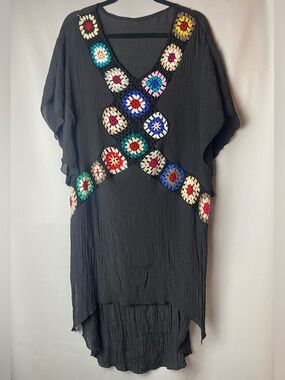 Granny Square Crochet Swim Cover Summer Vacation Resort Cruise Beachy One Size